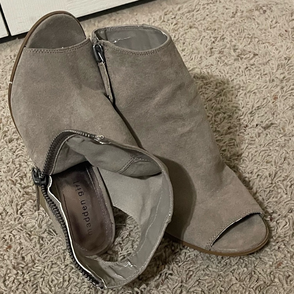 Madden Girl Gray Heeled Boots with Suede Finish - Picture 3 of 4